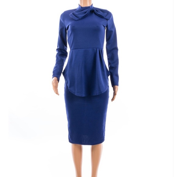 LAST ONE ‼️🔥Blue Peplum Dress *Plus Size* - Picture 3 of 5